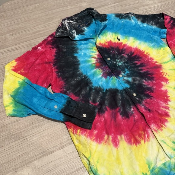 Polo Ralph Lauren Tops - Polo Ralph Lauren Womens Button Down Shirt Size Small Petite The Dye Tie Eclipse